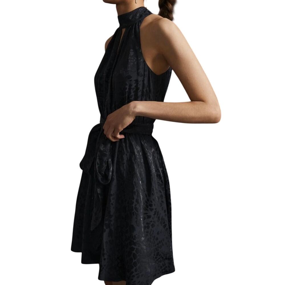 Anthropologie Halter Mini Dress XL Petite Black Jacquard Cocktail Party NWT - Picture 4 of 12